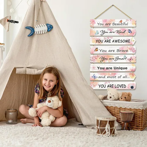 Vista 3 de Paquesta Decoración de Habitación para Niñas Decoración de Pared de Mariposa para Dormitorio de Niñas Arte de Pared Inspiracional para Niños