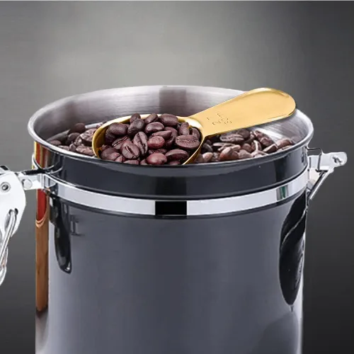 Vista 6 de Cuchara de café dorada de 2 cucharadas y 1 cucharada de café medidora de acero inoxidable para café molido, cuchara de mango corto, para té, azúcar