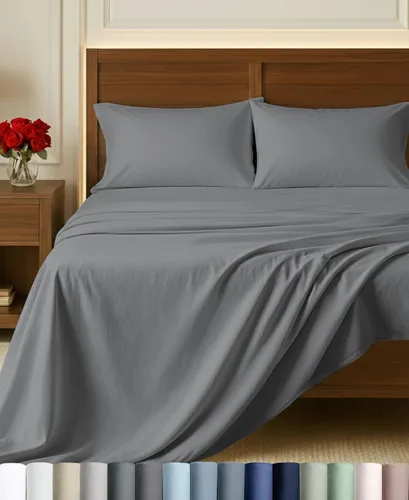 Vista 81 de California Design Den Sábanas de Algodón Egipcio 100%, Juego de Sábanas de Lujo Auténtico Certificado Tamaño Full con Bolsillo Profundo, Satén Suave