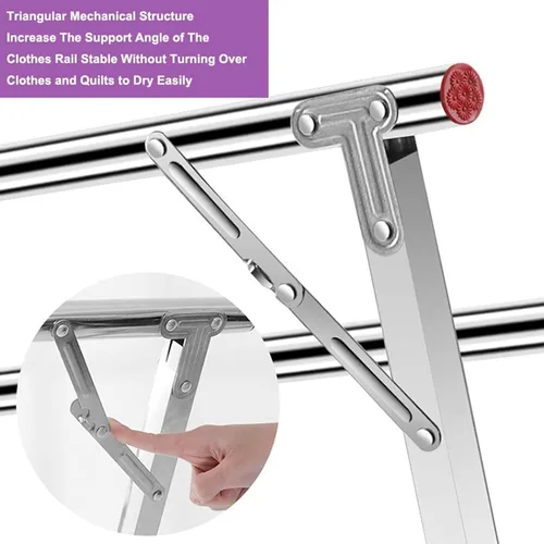 Vista 3 de Estante de secado de ropa plegable de acero inoxidable resistente, ajustable hasta 79 pulgadas, capacidad de 300 libras, ahorro de espacio