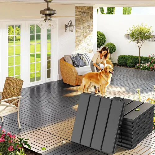 Vista 18 de Goovilla - Azulejos de plástico entrelazados para terraza, paquete de 9 para balcón, 12 x 12 pulgadas, piso impermeable para todo clima, azulejos