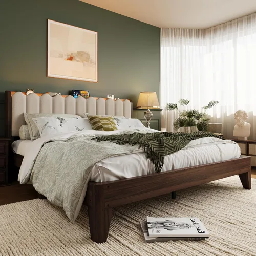 Vista 19 de GAOMON Base de cama de plataforma de tamaño individual con cabecera