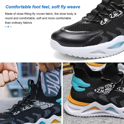 Vista 3 de KUNWFNIX Mens Running Shoes Lightweight Breathable Air Walking Tennis Shoes Mesh Workout Casual Sports Non Slip Athletic Fashion Sneakers Trainers