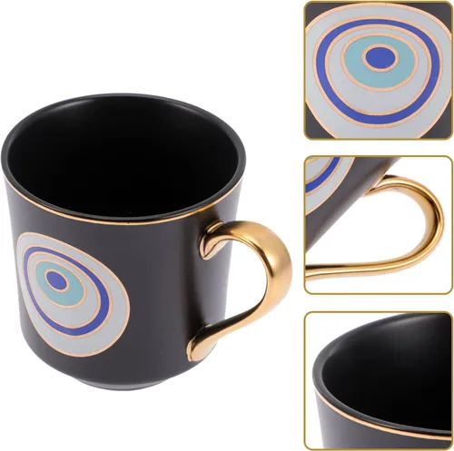 Vista 9 de Tofficu Taza de café con diseño de ojo turco, taza de cerámica con asa para el hogar, oficina, cafetería, restaurante, viajes, tienda, café expreso
