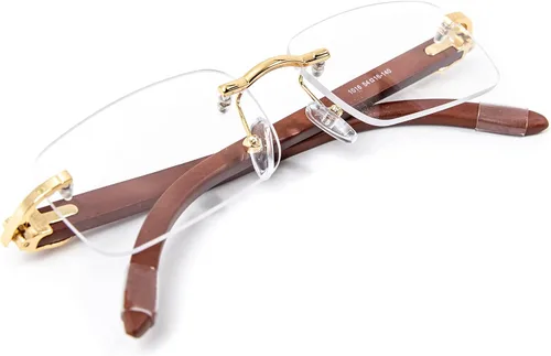 Vista 2 de Gafas de moda estilo hip hop vintage con marco dorado retro sin montura para hombres