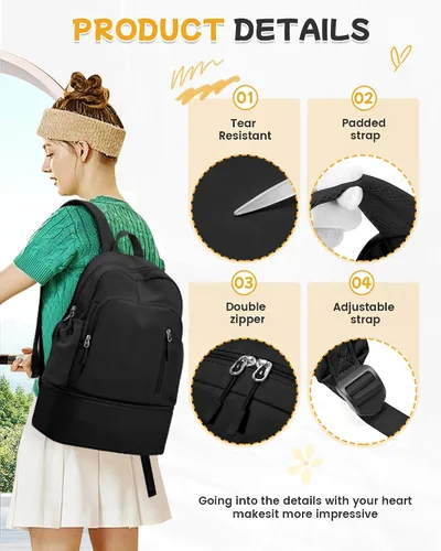 Vista 4 de BJLFS Mochila para mujer, Negro -, Grande, Moderno