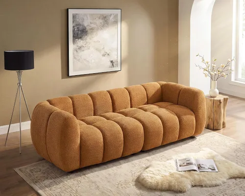 Vista 10 de VANOMi Sofá Boucle de Gran Tamaño de 88", Sofá Moderno Tapizado Acolchado Tipo Nube, Sofá Boucle de Asiento Profundo, Acogedor Sofá Moderno de 3