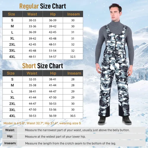 Vista 3 de Sportneer Pantalones de nieve para hombre, overoles aislados para la nieve que te mantienen caliente y seco para snowboard y esquí