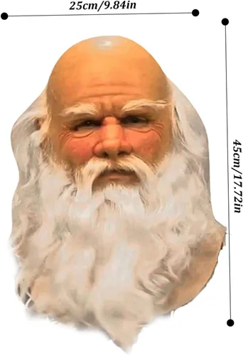 Vista 7 de NewGtuizi Máscara de anciano, máscara realista de látex de Papá Noel con barba blanca, cubierta facial de adulto para disfraz de Navidad y cosplay