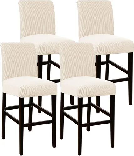 Vista 14 de Flamingo P Fundas de taburete para sillas de comedor, fundas de asiento de tela jacquard elástica con parte inferior elástica extraíble, juego de 2