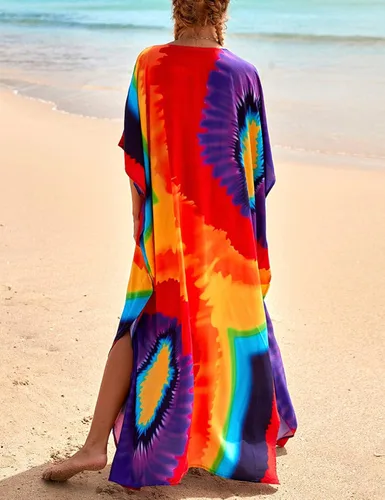 Vista 6 de Bsubseach Plus Size Bathing Suit Cover Up Colorful Caftan Dress for Women Long Bikini Coverup