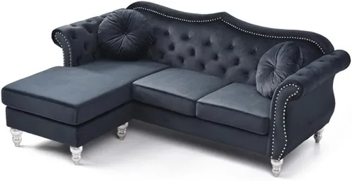 Vista 4 de Glory Furniture Sofá de terciopelo Hollywood Chaise en negro Marfil