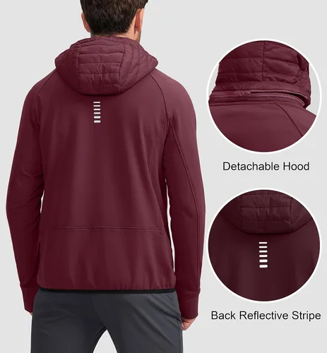 Vista 2 de Pudolla Men's Lightweight Puffer Jacket Winter Thermal Running Jacket Hybrid Waterproof Down Coat for Golf Hiking