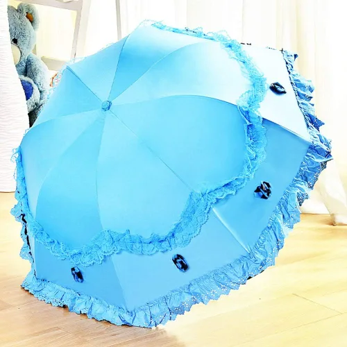 Vista 26 de Honeystore Paraguas plegable a prueba de rayos ultravioleta Princess Lace Parasol con cúpula anti-UV