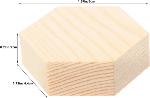 Vista 2 de 5pcs Hexagon Blocks Unfinished Wooden for Painting and Wood Burning