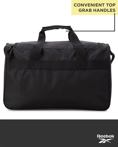 Vista 5 de Reebok Bolsa de lona - Bolsa de gimnasio para entrenamiento y viajes, bolsas de lona de tamaño pequeño para mujeres y hombres, Warrior II negro
