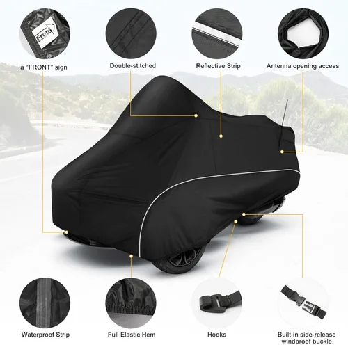 Vista 2 de Funda completa para Spyder F3 compatible con Can-Am Spyder F3T Tour y Limited 300D Oxford Protector de tela contra el polvo, la nieve, la lluvia
