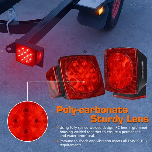 Vista 3 de WoneNice - Kit de luz trasera LED sumergible para remolque de barco y cableado, función combinada de parada, luces traseras/de circulación, giro