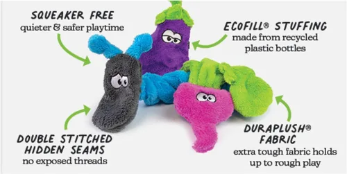 Vista 2 de Cycle Dog Duraplush - Murciélago morado mediano: juguete ecológico y duradero para perros Perfecto para jugar a buscar y tirar de la guerra