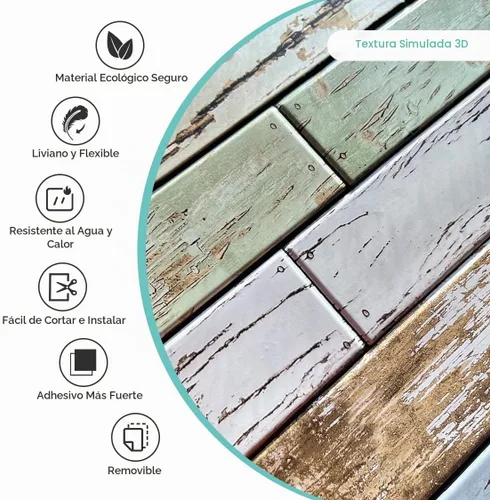 Vista 4 de Commomy Azulejos de pared 3D de madera sintética para despegar y pegar, 10 Madera-AB