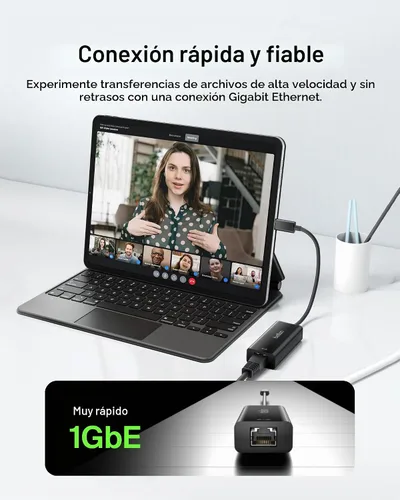 Vista 3 de Belkin Adaptador USB-C a Ethernet, Puerto Ethernet Gigabit Compatible con Dispositivos USB-C, Cable USB-C a Ethernet para MacBook Pro y Laptops Dell