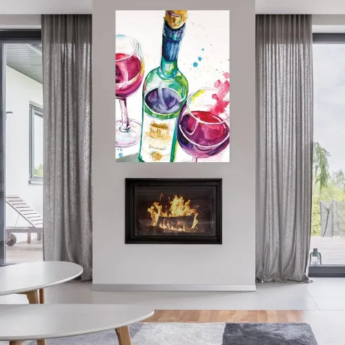 Vista 3 de Fine Art Canvas Lienzo decorativo de pared con vino tinto y blanco por la artista Patricia Pinto para sala de estar, dormitorio, baño, cocina