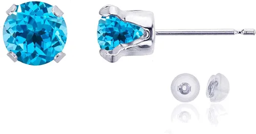 Vista 11 de Aretes de tuerca de plata de ley 925 chapados en oro de 14 quilates macizo, oro amarillo, blanco o rosa de 0.236 in Amatista