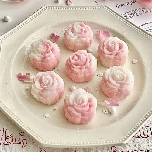 Vista 4 de Moldes de silicona para rosas, 5 paquetes, molde antiadherente para cubitos de hielo de flores de rosas de 6 cavidades para dulces, jabón, cupcakes