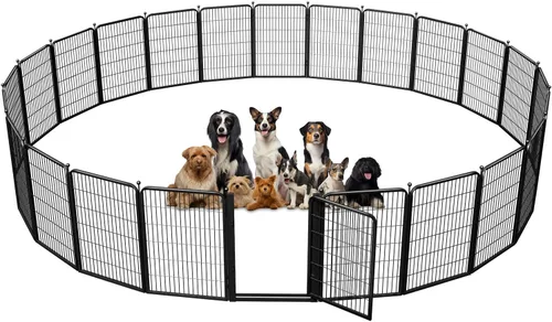 Vista 11 de Corralito para perros al aire libre, 40 pulgadas, 48 paneles, valla para perros con puerta extra ancha, corral para mascotas sin tropiezos, corral