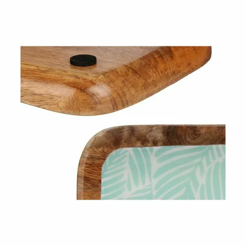 Vista 5 de Centro de Mesa Gift Decor Blanco Marrón Verde Poliéster Resina Madera de mango 45 x 15 cm 15,2 x 2,54 x 45,7 cm Hoja de planta