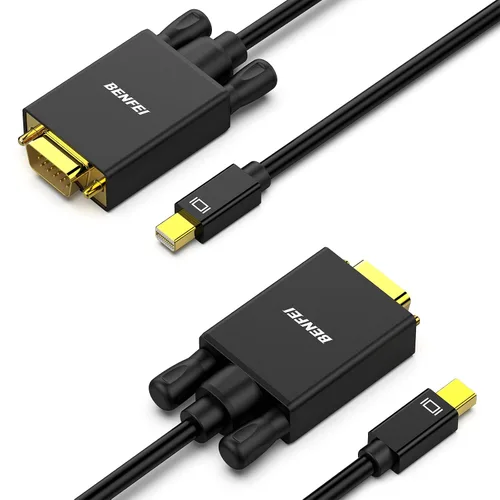 Vista 9 de BENFEI Cable Mini DisplayPort a VGA de 3 pies, cable Mini DisplayPort a VGA (compatible con Thunderbolt 2) con MacBook Air/Pro, Surface Pro/Dock