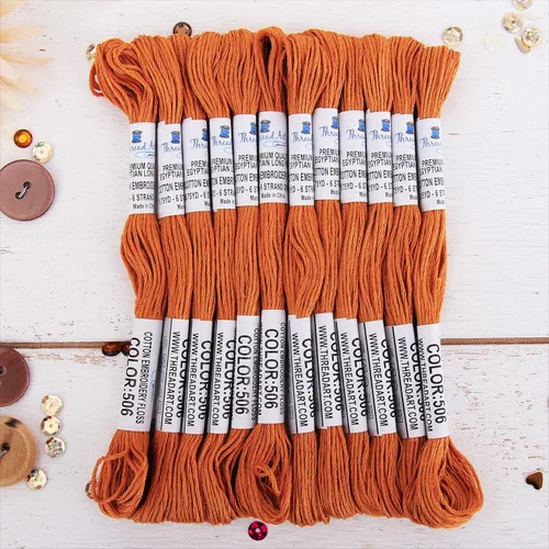 Vista 18 de 12 madejas ThreadArt Premium de hilo de bordar de algodón egipcio de fibra larga Gris antiguo 6 hilos divisibles de 8.75 yardas cada uno