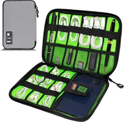 Vista 18 de Organizador de Electrónica, Funda Organizadora de Cables de Viaje, Bolsas Organizadoras de Cables Portátiles, Estuche de Almacenamiento