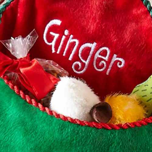 Vista 3 de Let's Make Memories Calcetín navideño de peluche 3D personalizado para mascotas - Bordado - para gatos - Peces