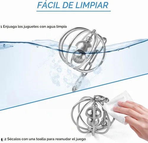 Vista 6 de DBNESS Juguete masticable de loro resistente de acero inoxidable, bola de forrajeo hueca con cadena desmontable, juguete de entrenamiento resistente