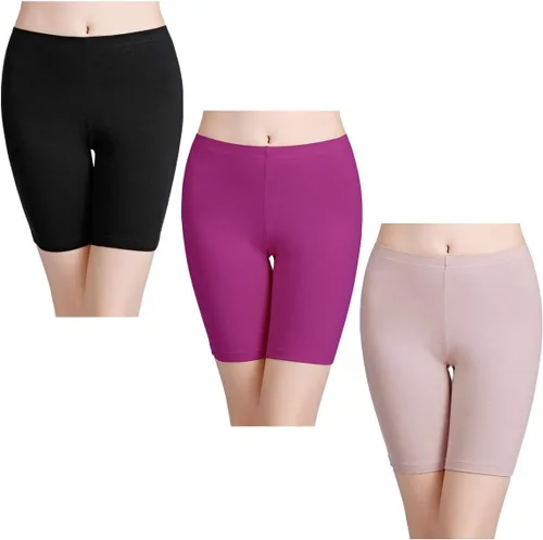 Vista 9 de wirarpa Ropa interior de algodón antirozaduras para mujer, pantalones cortos de pierna larga, paquete de 3