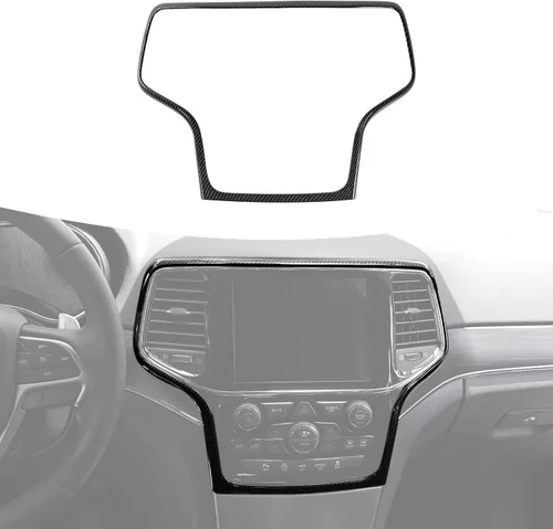 Vista 10 de Hoolcar Accesorios interiores Cubierta de marco de navegación con control central ABS para Jeep Grand Cherokee 2014-2020, color rojo