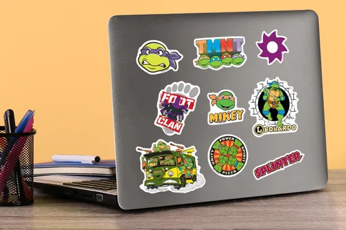 Vista 5 de Teenage Mutant Ninja Turtles TMNT Variety Mix 50 unidades de vinilo grandes de lujo calcomanías paquete variado – Laptop, botella de agua, álbum