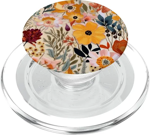 Vista 8 de Patrón floral colorido lindo del jardín de la flor para las mujeres PopSockets intercambiable PopGrip
