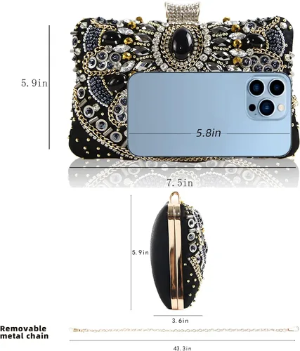 Vista 5 de BESTYROCLY Clutch Purses for Women and Rhinestone Beaded Bag Evening Handbag for Bride
