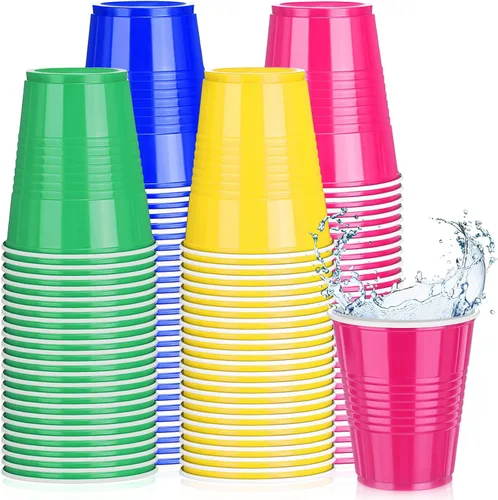 Vista 10 de Pickmesh Paquete de 50 Vasos de Plástico de 12 oz Vasos Desechables de Navidad a Granel para el Día de Año Nuevo, Bodas, Cumpleaños, Baby Shower