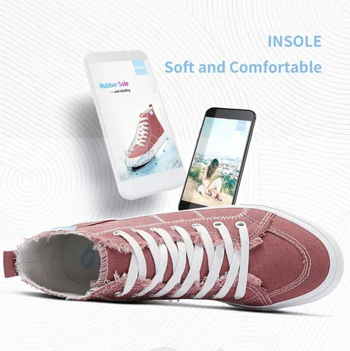 Vista 11 de Obtaom Zapatos de lona de alta calidad para mujer/hombre para jugar a media pantorrilla, zapatillas de deporte de moda casuales con cordones de alta