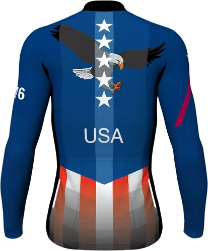 Vista 2 de Lo.gas Camiseta de ciclismo de EE. UU. para hombre, manga corta, para ciclismo, con bandera estadounidense, ropa de bicicleta de carretera