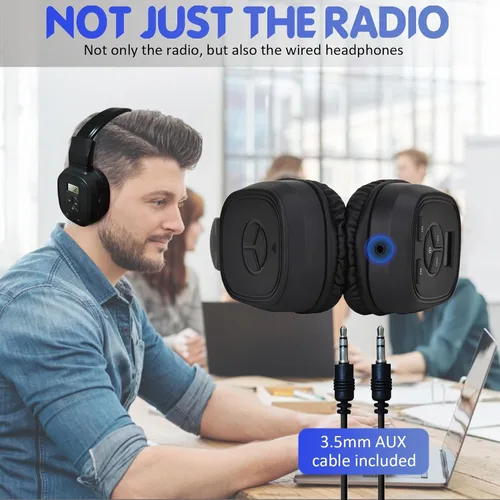 Vista 6 de SWDSTP Auriculares de radio FM personales portátiles con buena recepción, pantalla LED, orejeras suaves, radio FM para caminar, trotar, reunión