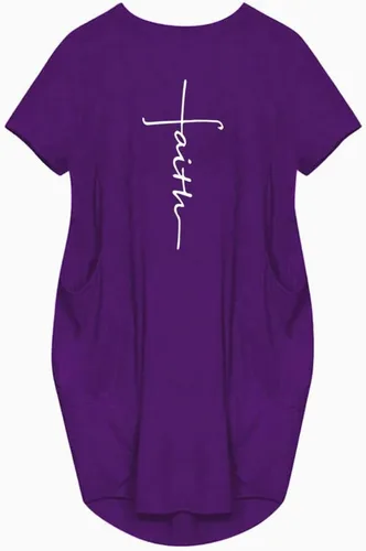 Vista 2 de Rfecccy Faith Printed Oversize Short Sleeve Causal T-Shirt Dresses with Pockets for Women