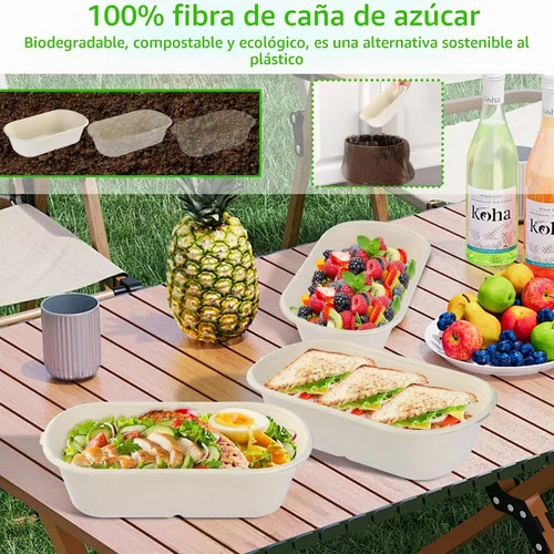 Vista 11 de Paquete de 50 recipientes desechables de 34 onzas / 1000ml con tapas, preparación de comida, almuerzo, ensaladas, sándwiches, cuencos de papel