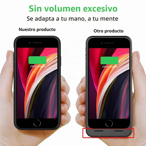 Vista 5 de Funda de batería para iPhone 8/7/6S/6/SE 2020/SE 3, 10000mAh Funda protectora de carga portátil recargable compatible con iPhone 8/7/6S/6/SE 2020/SE
