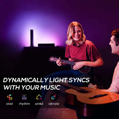 Vista 4 de GOOZY 2 barras de luz RGB inteligentes lámpara LED con múltiples efectos de iluminación y modos de música para juegos luz de estado de ánimo PC