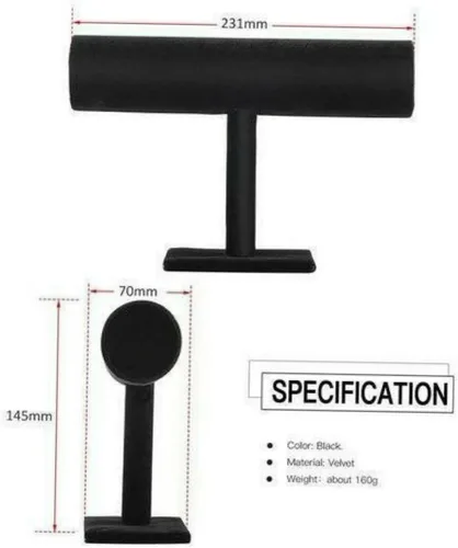 Vista 4 de ARTIBETTER Torre de exhibición para soporte de barra en T de estante negro, soportes para joyería de nivel simple, organizador desmontable negro