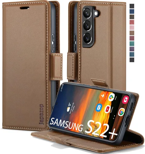 Vista 16 de Funda tipo cartera para Samsung Galaxy S22 5G con bloqueo RFID, color negro